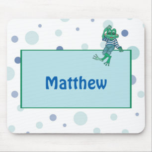 Frosch in Jeans, Geburtstag, Polka Dots Mousepad