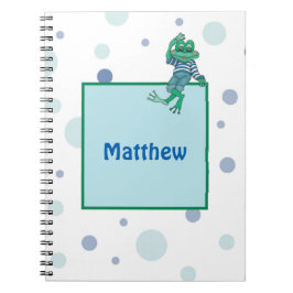 Frosch in Jeans, Geburtstag, Polka Dots Notizblock