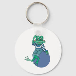 Frosch in Jeans, Geburtstag, Polka Dots Schlüsselanhänger