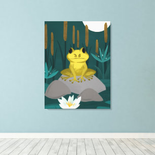 Frosch in Mitternacht-Teich-Wandkunst - Leinwand