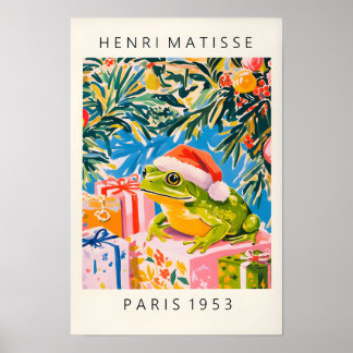 Frosch in Santa-Mütze, lustige Weihnachtsdekoratio Poster