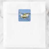Frosch in Wasser mit Luftsaure Quadratischer Aufkleber (Tasche)