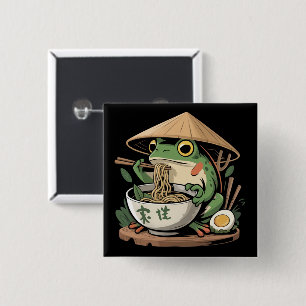 Frosch isst Ramen Kawaii Neko japanische Nudeln  Button