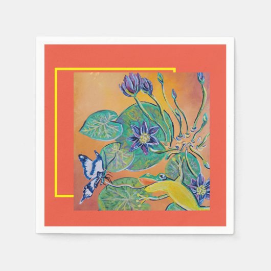 Frosch isst Schmetterling Serviette (Vorderseite)