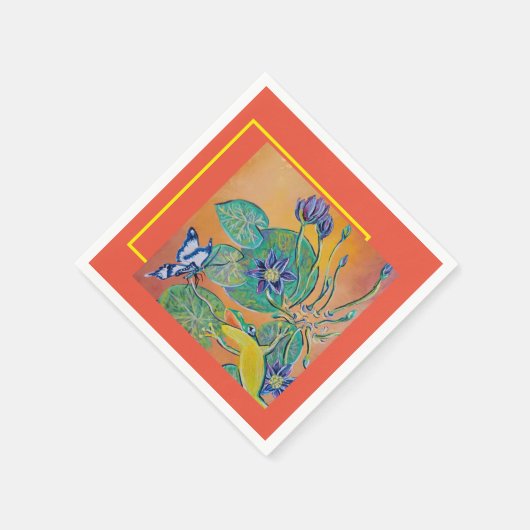 Frosch isst Schmetterling Serviette (Ecke)