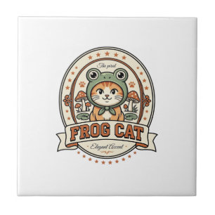 Frosch Katze Frogcore Katze Vintage Vektor Art Shi Fliese