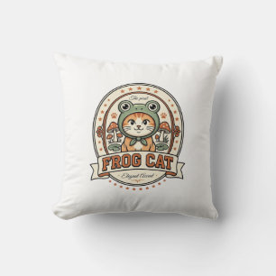 Frosch Katze Frogcore Katze Vintage Vektor Art Shi Kissen