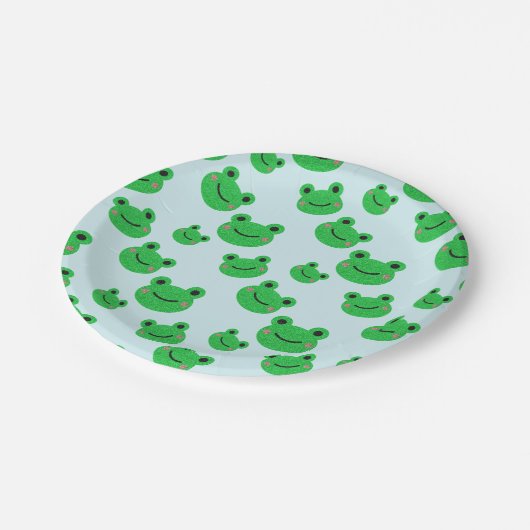 Frosch Kinder Party Geschirr Niedlich Green Toad F Pappteller (Schrägansicht)