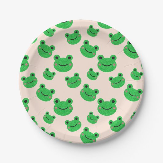 Frosch Kinder Party Geschirr Niedlich Green Toad F Pappteller (Vorderseite)