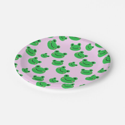Frosch Kinder Party Geschirr Niedlich Green Toad F Pappteller (Schrägansicht)