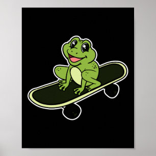 Frosch Kröte Amphibie Frosch Skateboard Skateboard Poster
