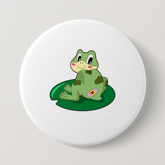 Frosch Leaf Heart Plaster Button (Vorderseite)