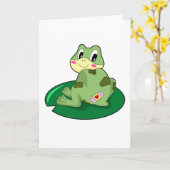 Frosch Leaf Heart Plaster Karte (Gelbe Blume)