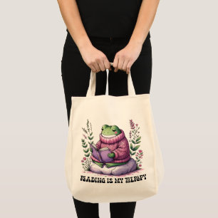 Frosch lesen ist meine Therapie Tragetasche