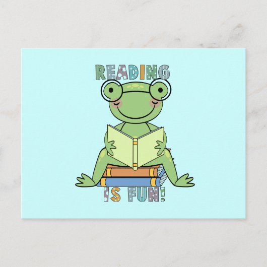 Frosch - Lesen ist Spaß und Geschenke Postkarte (Vorderseite)