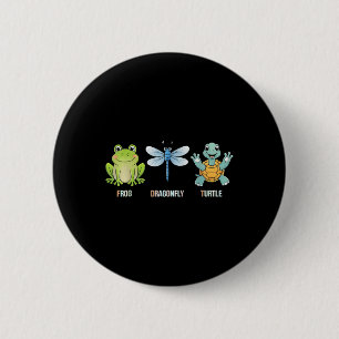Frosch Libelle Schildkröte Lustiger Schnitt Tier Button