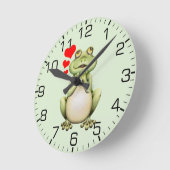 Frosch-Liebe, die Grün zeichnet Runde Wanduhr (Winkel)