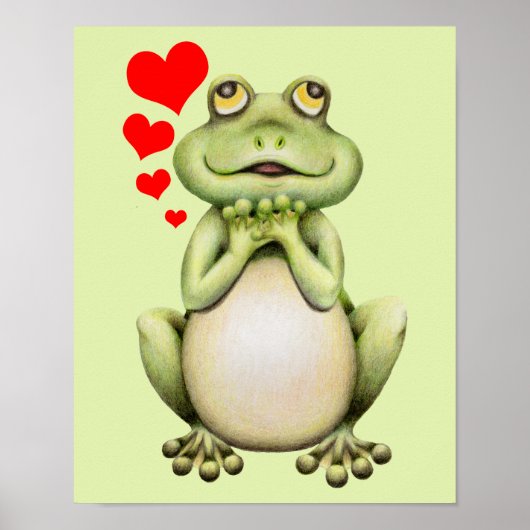 Frosch-Liebe Zeichnend Poster (Vorne)