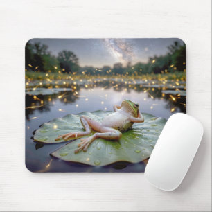 Frosch liegt auf einem Seerosenblatt Mousepad