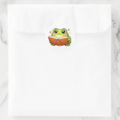 Frosch liest ein Buch Runder Aufkleber (Tasche)