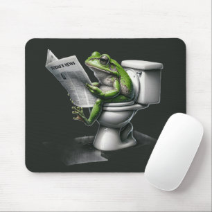 Frosch liest Zeitung auf der Toilette Mousepad