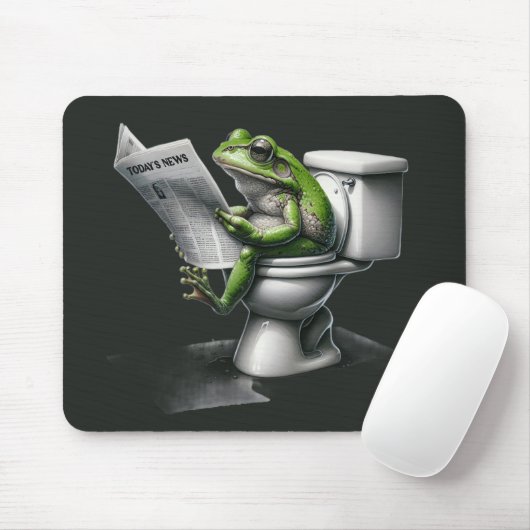 Frosch liest Zeitung auf der Toilette Mousepad (Mit Mouse)