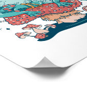 Frosch Lounges auf einem Pilzkern-Hütte Poster (Ecke)