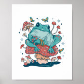Frosch Lounges auf einem Pilzkern-Hütte Poster (Vorne)