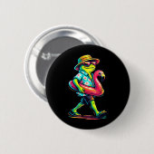 Frosch Lustig Aloha Strände Hawaii Surfen Strand Button (Vorne & Hinten)