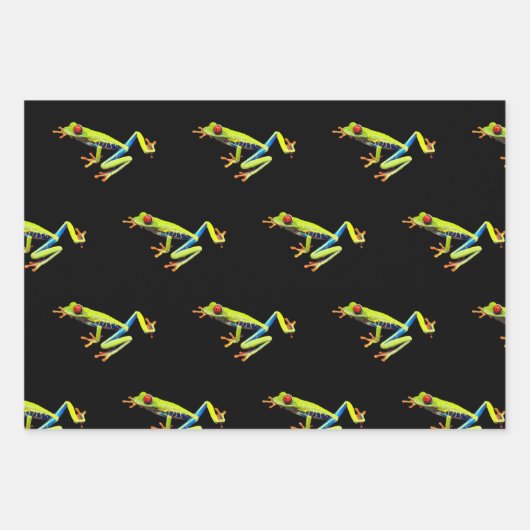 Frosch, Mit Augen gestrichen Geschenkpapier Set (Vorderseite 3)