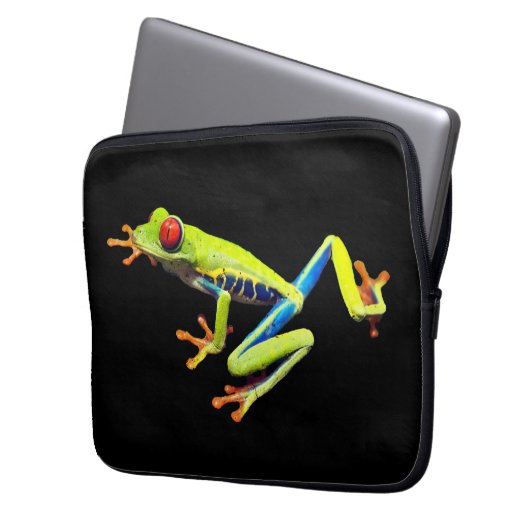 Frosch, Mit Augen gestrichen Laptopschutzhülle (Vorderseite Links)