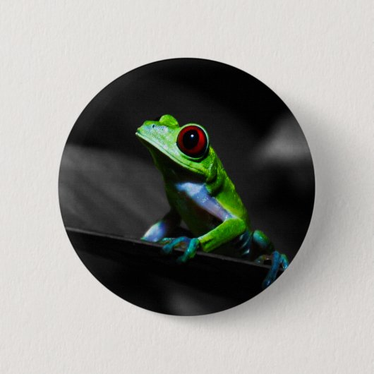 Frosch, Mit Augen Rotbaum III Button (Vorderseite)