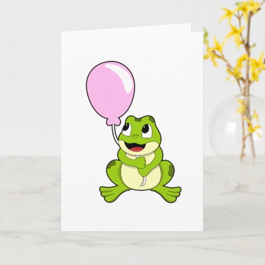 Frosch mit Ballon Karte (Gelbe Blume)