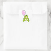 Frosch mit Ballon Quadratischer Aufkleber (Tasche)