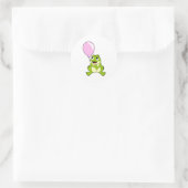 Frosch mit Ballon Runder Aufkleber (Tasche)