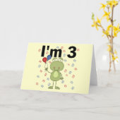 Frosch mit Balloons 3. Geburtstag Karte (Gelbe Blume)