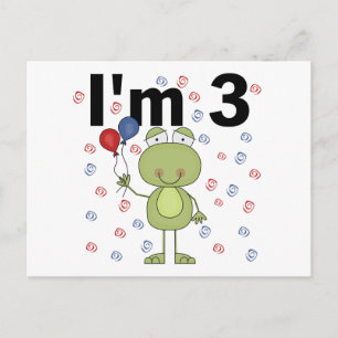 Frosch mit Balloons 3. Geburtstag Postkarte