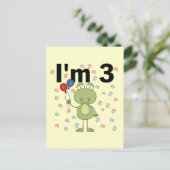 Frosch mit Balloons 3. Geburtstag Postkarte (Stehend Vorderseite)