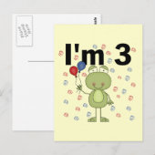 Frosch mit Balloons 3. Geburtstag Postkarte (Vorne/Hinten)