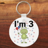 Frosch mit Balloons 3. Geburtstag Schlüsselanhänger (Vorderseite)