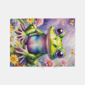 Frosch mit Blume, digitale Kunst Fleecedecke (Vorderseite (Horizontal))