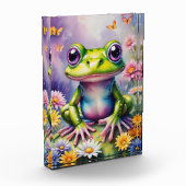 Frosch mit Blume, digitale Kunst Fotoblock (Links)