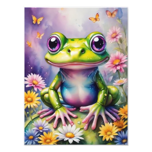 Frosch mit Blume, digitale Kunst Fotodruck (Vorne)