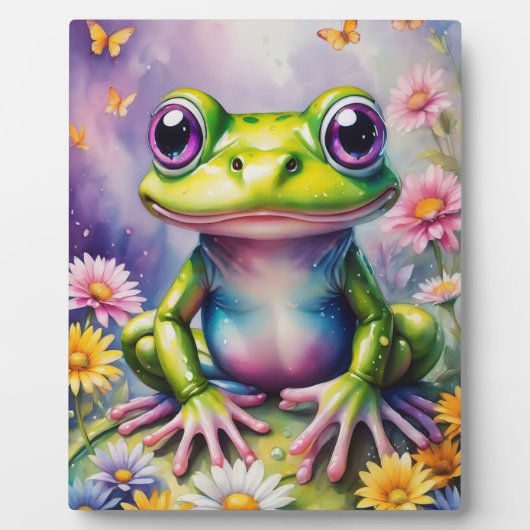 Frosch mit Blume, digitale Kunst Fotoplatte (Vorderseite)