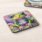 Frosch mit Blume, digitale Kunst Getränkeuntersetzer (Linke Seite)