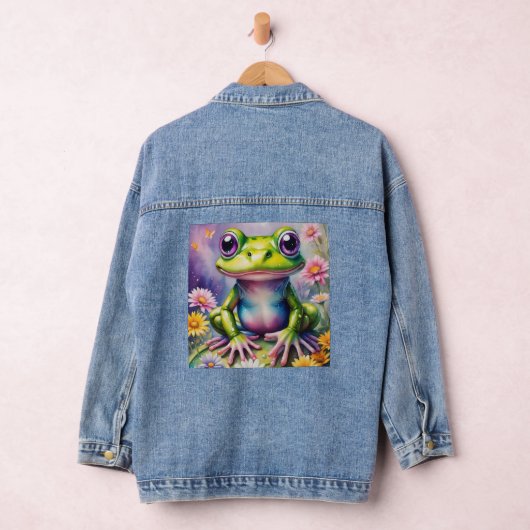 Frosch mit Blume, digitale Kunst Jeansjacke (Hangar)