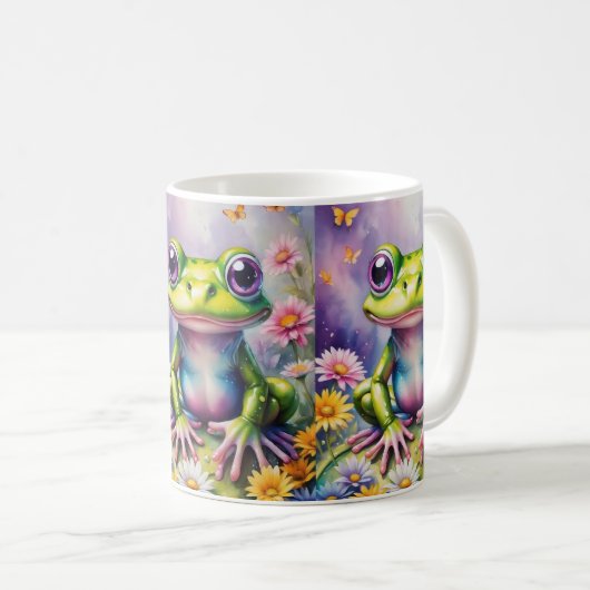 Frosch mit Blume, digitale Kunst Kaffeetasse (VorderseiteRechts)