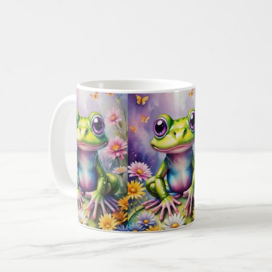 Frosch mit Blume, digitale Kunst Kaffeetasse (Vorderseite Links)