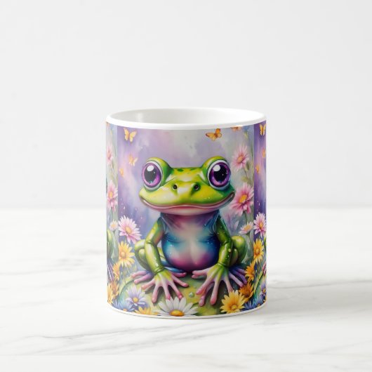Frosch mit Blume, digitale Kunst Kaffeetasse (Mittel)