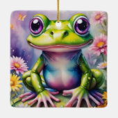 Frosch mit Blume, digitale Kunst Keramikornament (Rückseite)